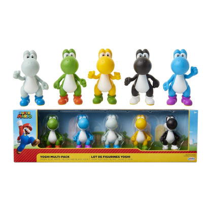 Nintendo Super Mario 2.5 Inch Posable Figurines Pack- 5 Distinct Yoshi By Jakks Pacific