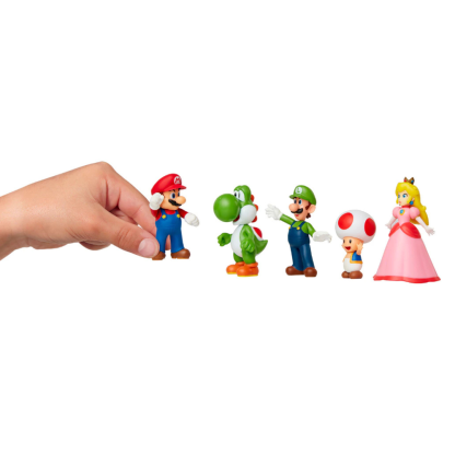 Nintendo Super Mario 5pk 2.5 Inch Posable Figurines- Mario & Luigi & Toad & Princess Peach & Yoshi by Jakks Pacific