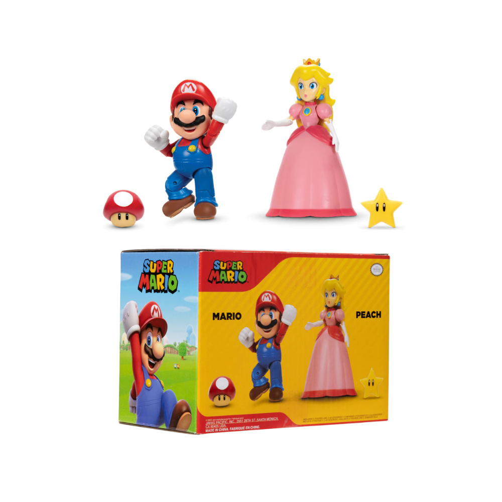 Nintendo 4" Figure 2 Pack: Mario & Peach by Jakks Pacific