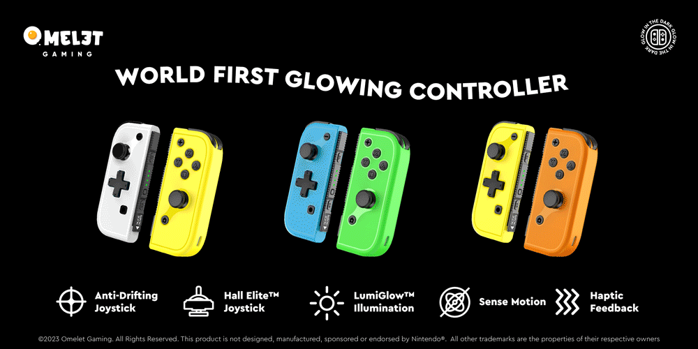omelet glow in the dark mini joy pad controller