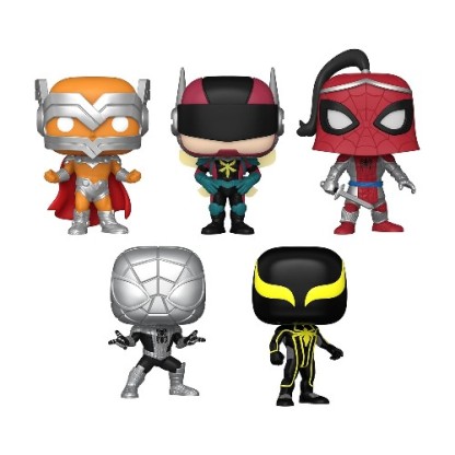 pop! marvel: year of the spider spider man (5 pack) [exclusive]
