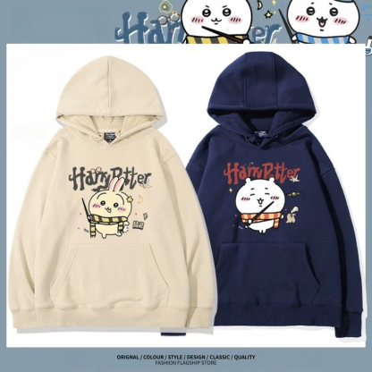 Chiikawa聯名哈利波特 衛衣2025秋冬新款親子情侶裝連帽衛衣