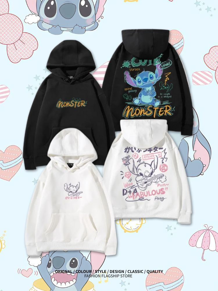 馴龍高手聯名史迪仔新款 親子情侶男女款連帽衛衣