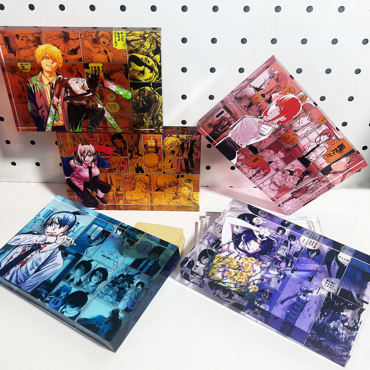 鏈鋸人 水晶磚新款亞克力磚透明立體擺件