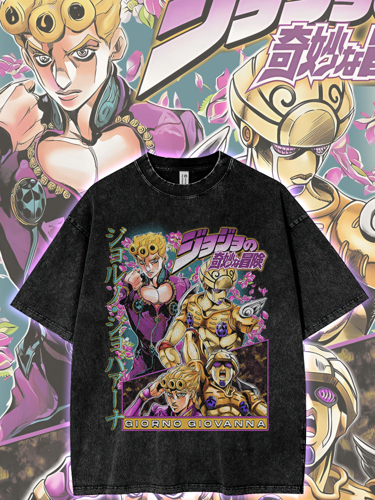 JOJO的奇妙冒險水洗做舊 2026親子情侶男女同款 印花水洗短袖