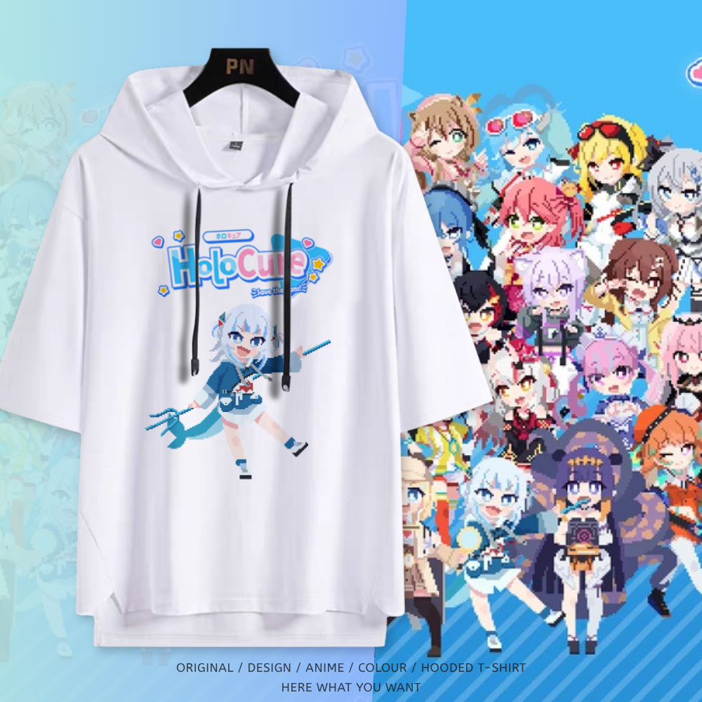 Vtuber HOLOLIVE 像素風 連帽短袖T恤
