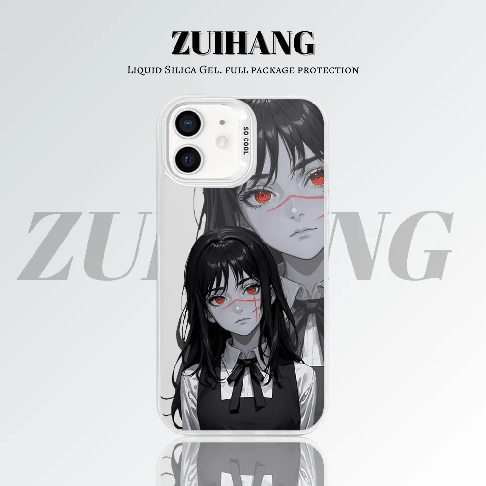 鏈鋸人彩銀線條漸變防摔手機殼