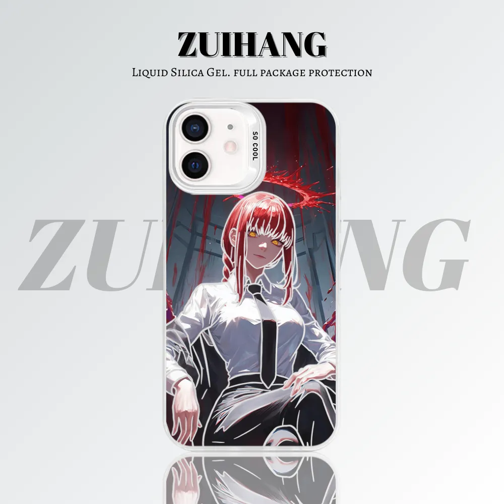 鏈鋸人彩銀線條漸變防摔手機殼