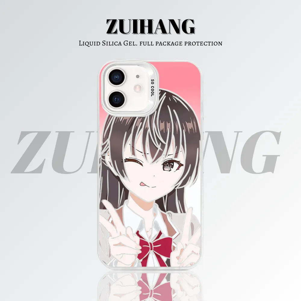 周防有希彩銀線條漸變防摔手機殼