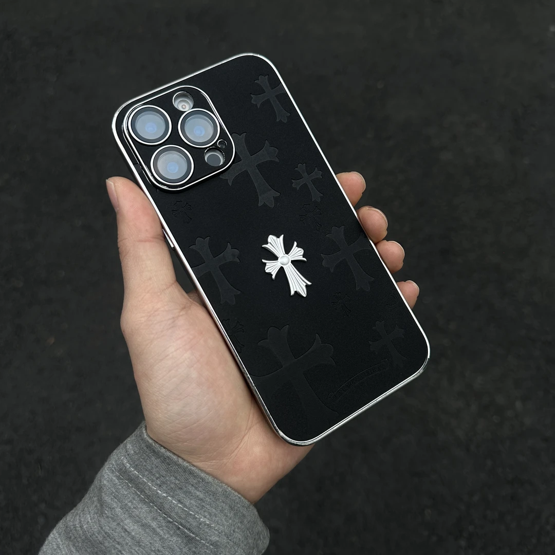 克羅心金屬邊框皮質手機殼