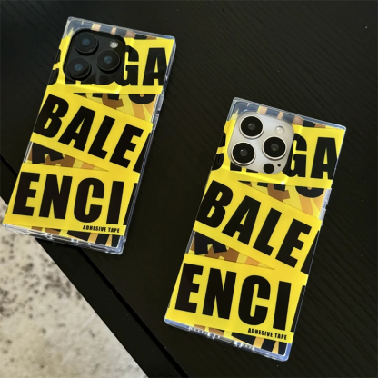 巴黎世家黃膠帶創意方形手機殼