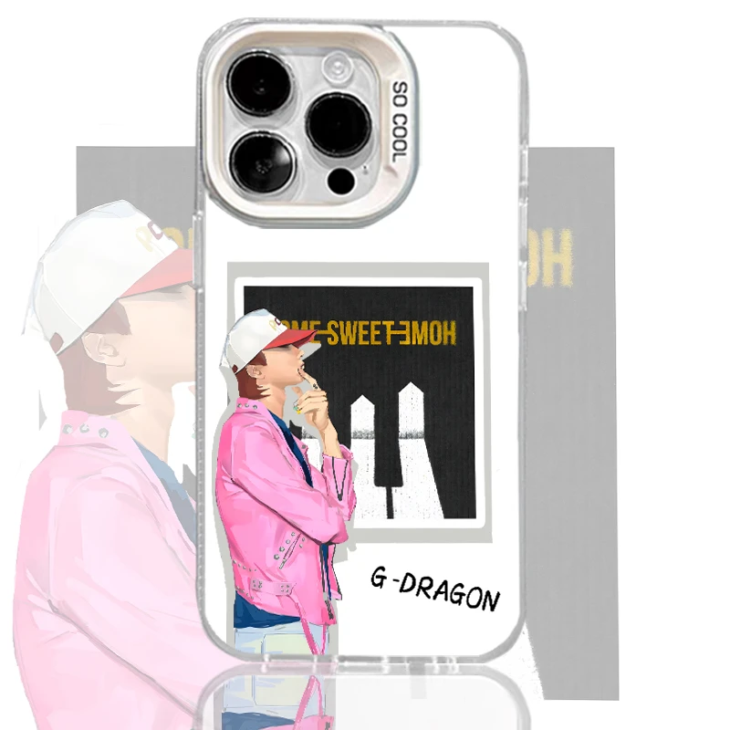 權志龍GD 彩銀線條漸變防摔手機殼