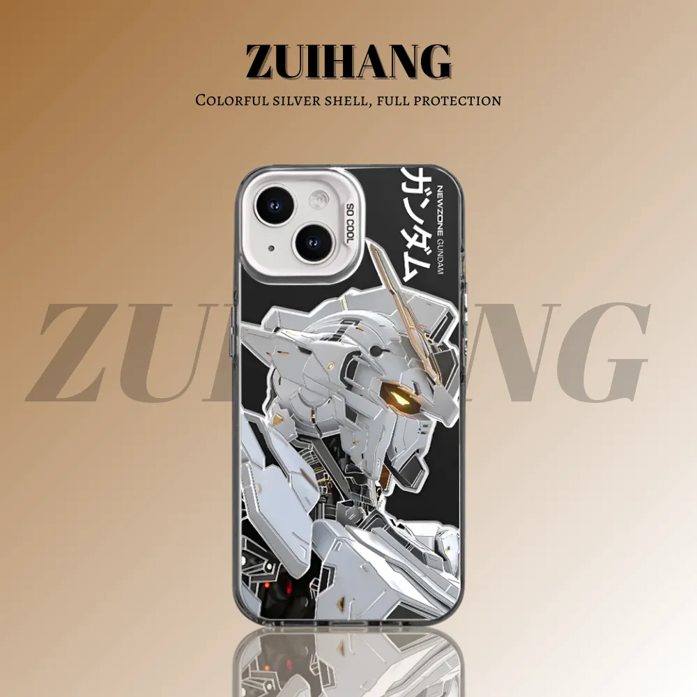 鋼彈 彩銀線條漸變防摔手機殼