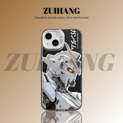 鋼彈 彩銀線條漸變防摔手機殼