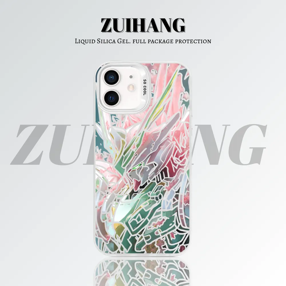 鋼彈 彩銀線條漸變防摔手機殼