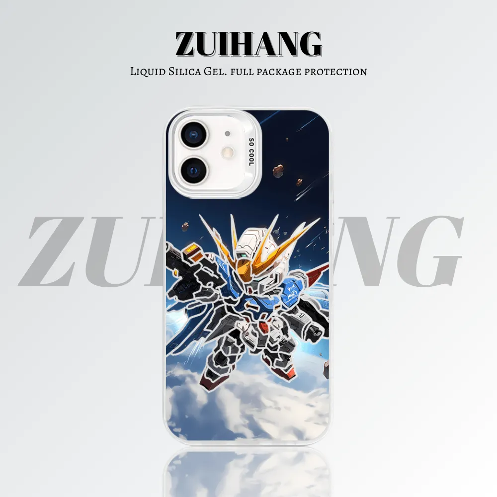 鋼彈 彩銀線條漸變防摔手機殼