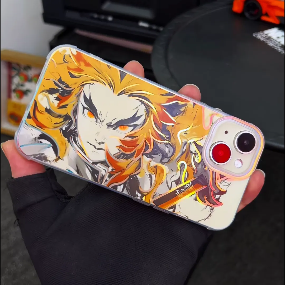 鬼滅之刃 極光\彩銀 線條漸變防摔手機殼