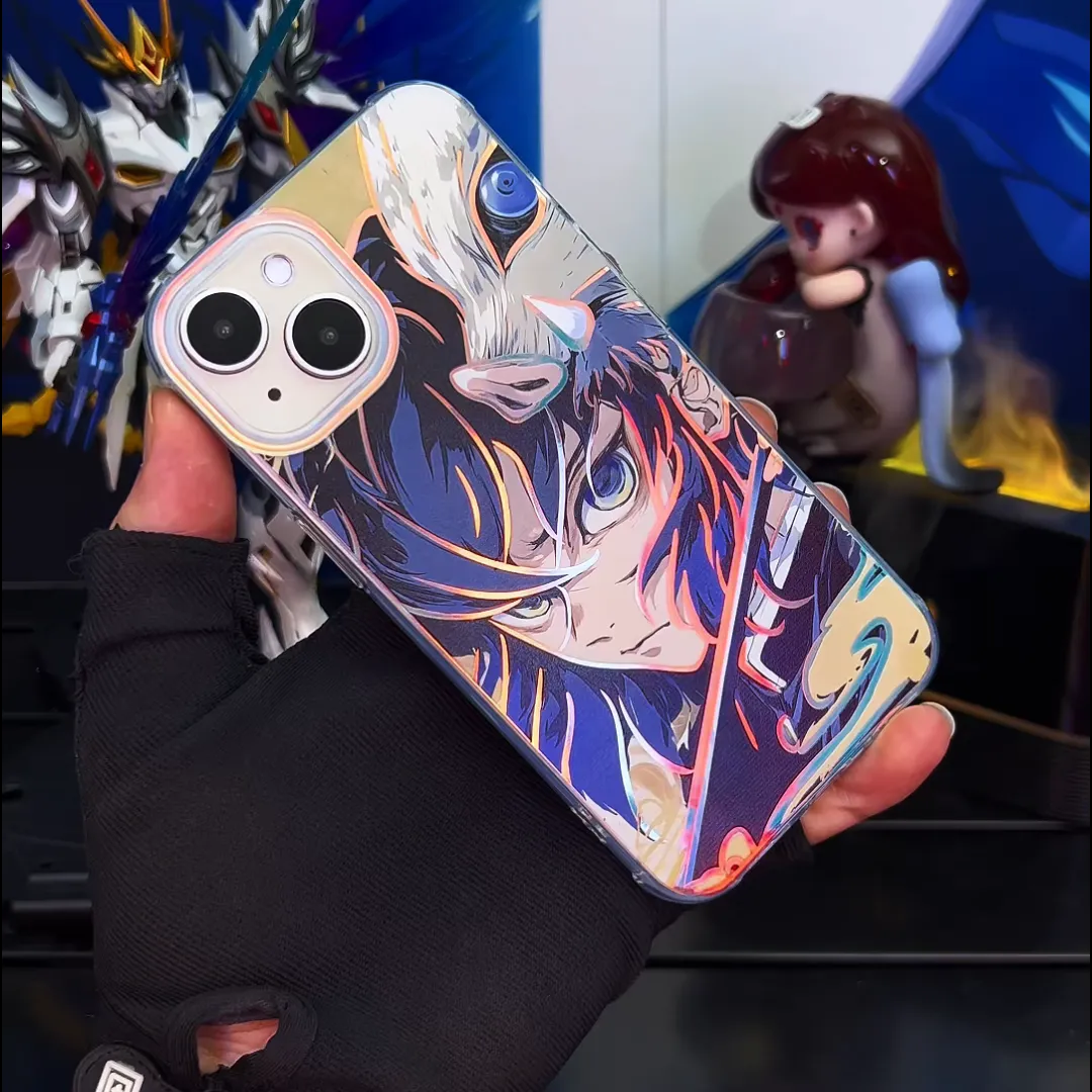 鬼滅之刃 極光\彩銀 線條漸變防摔手機殼