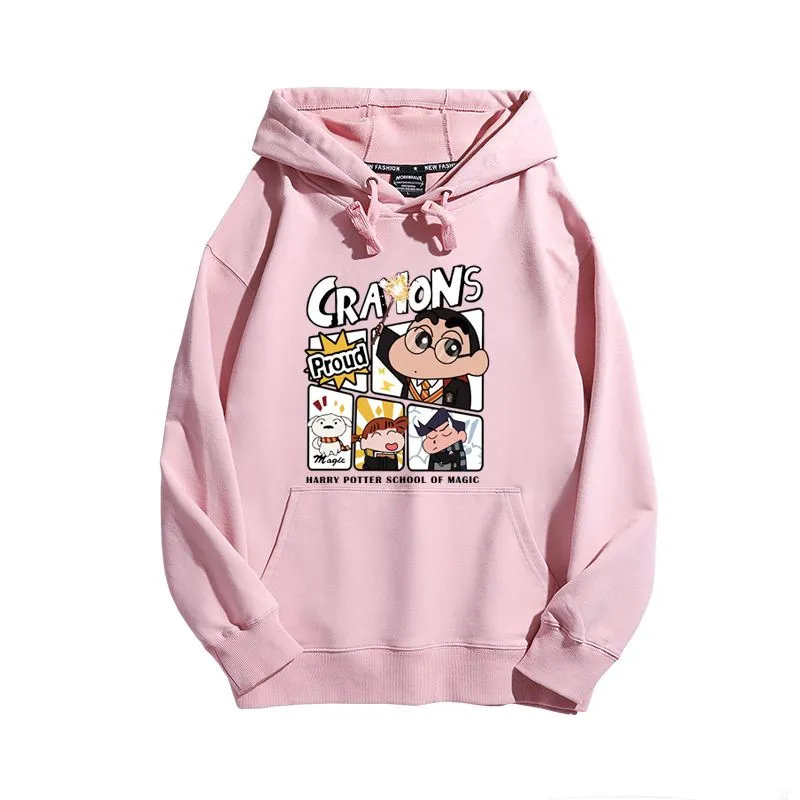 蠟筆小新聯名衛衣2025秋冬新款親子情侶裝連帽衛衣