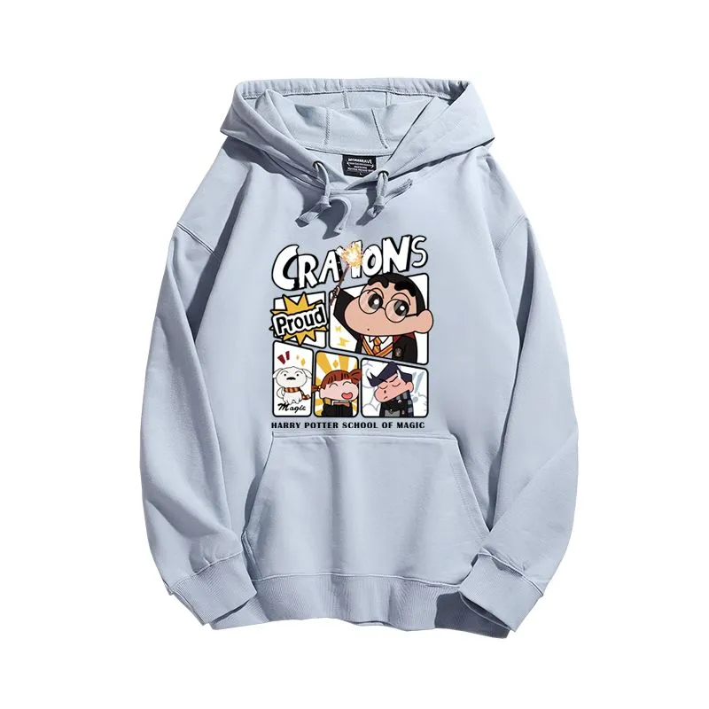 蠟筆小新聯名衛衣2025秋冬新款親子情侶裝連帽衛衣