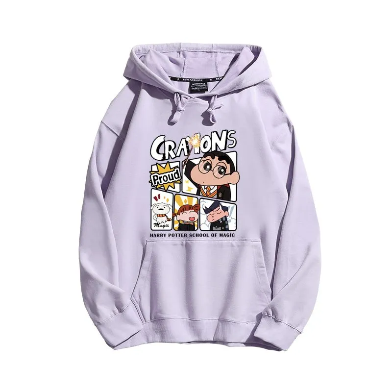 蠟筆小新聯名衛衣2025秋冬新款親子情侶裝連帽衛衣