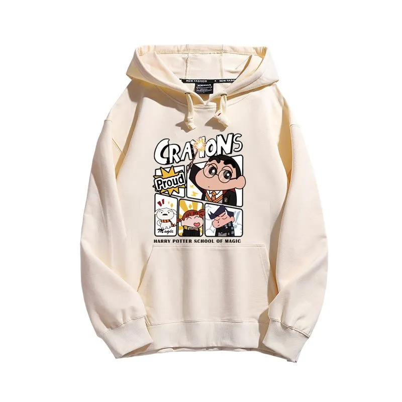 蠟筆小新聯名衛衣2025秋冬新款親子情侶裝連帽衛衣