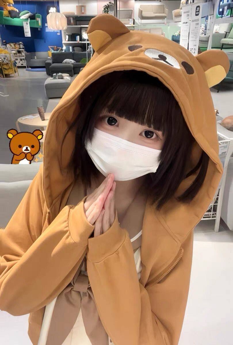 拉拉熊哥熊妹窄款修身顯瘦可愛開衫連帽衛衣外套