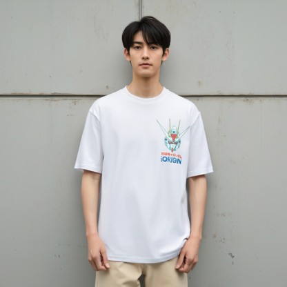 高達機械解剖圖水洗做舊 2026親子情侶男女同款 印花水洗短袖