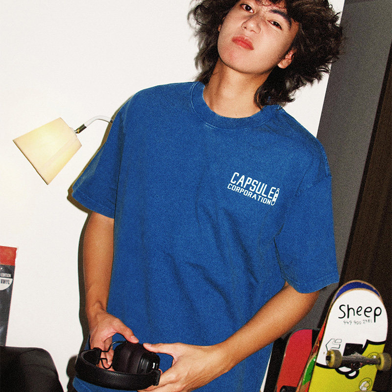 七龍珠膠囊公司制服水洗做舊 2026親子情侶男女同款 印花水洗短袖