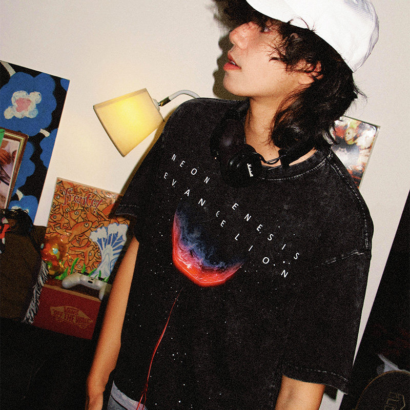 EVA朗基努斯之槍水洗做舊 2026親子情侶男女同款 印花水洗短袖