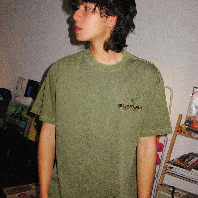 高達戰爭與和平水洗做舊 2026親子情侶男女同款 印花水洗短袖
