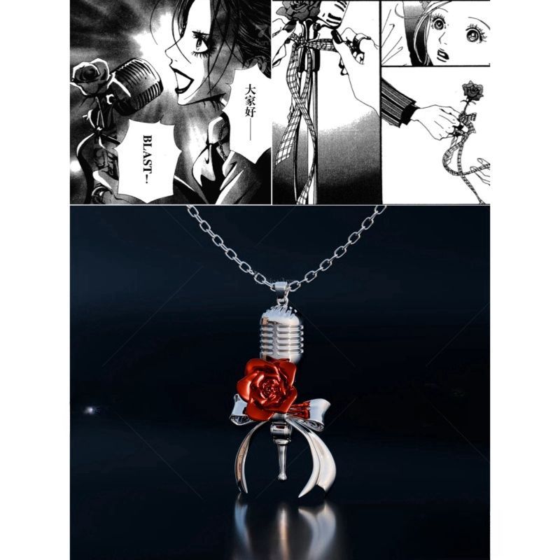 NANA 玫瑰與歌｜Rose・Song 絲帶玫瑰話筒吊墜 復古印象項鍊