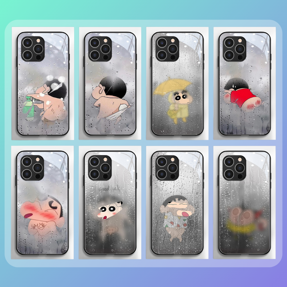 蠟筆小新新款高清全包防摔玻璃殼