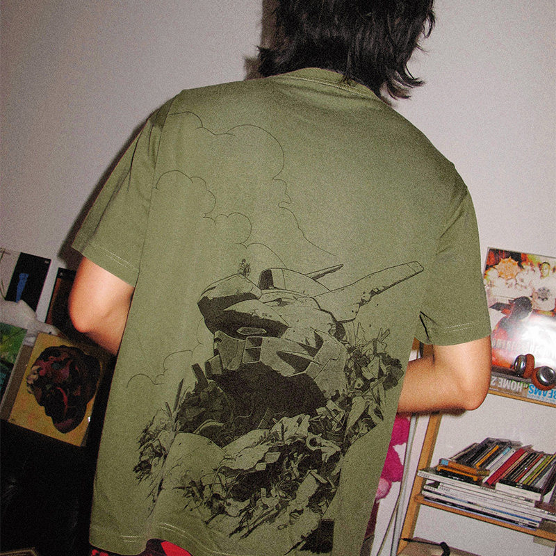 高達戰爭與和平水洗做舊 2026親子情侶男女同款 印花水洗短袖