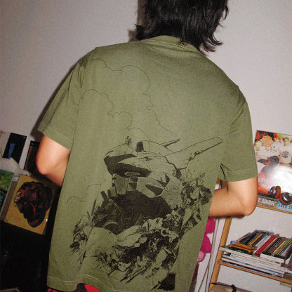 高達戰爭與和平水洗做舊 2026親子情侶男女同款 印花水洗短袖