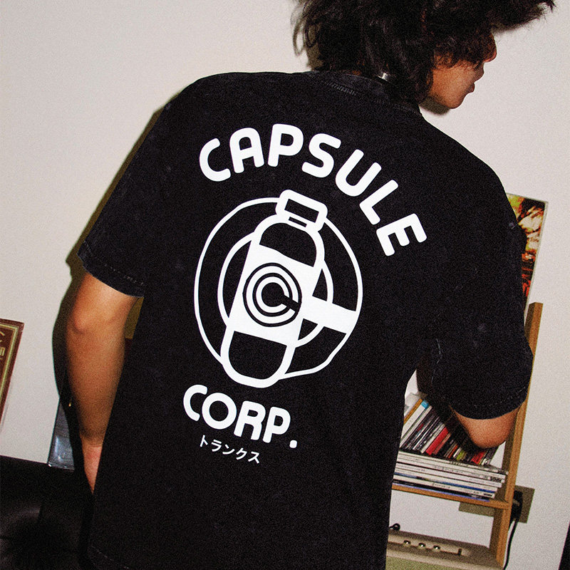 七龍珠膠囊公司制服水洗做舊 2026親子情侶男女同款 印花水洗短袖