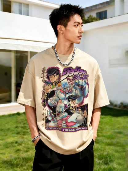 JOJO的奇妙冒險水洗做舊 2026親子情侶男女同款 印花水洗短袖