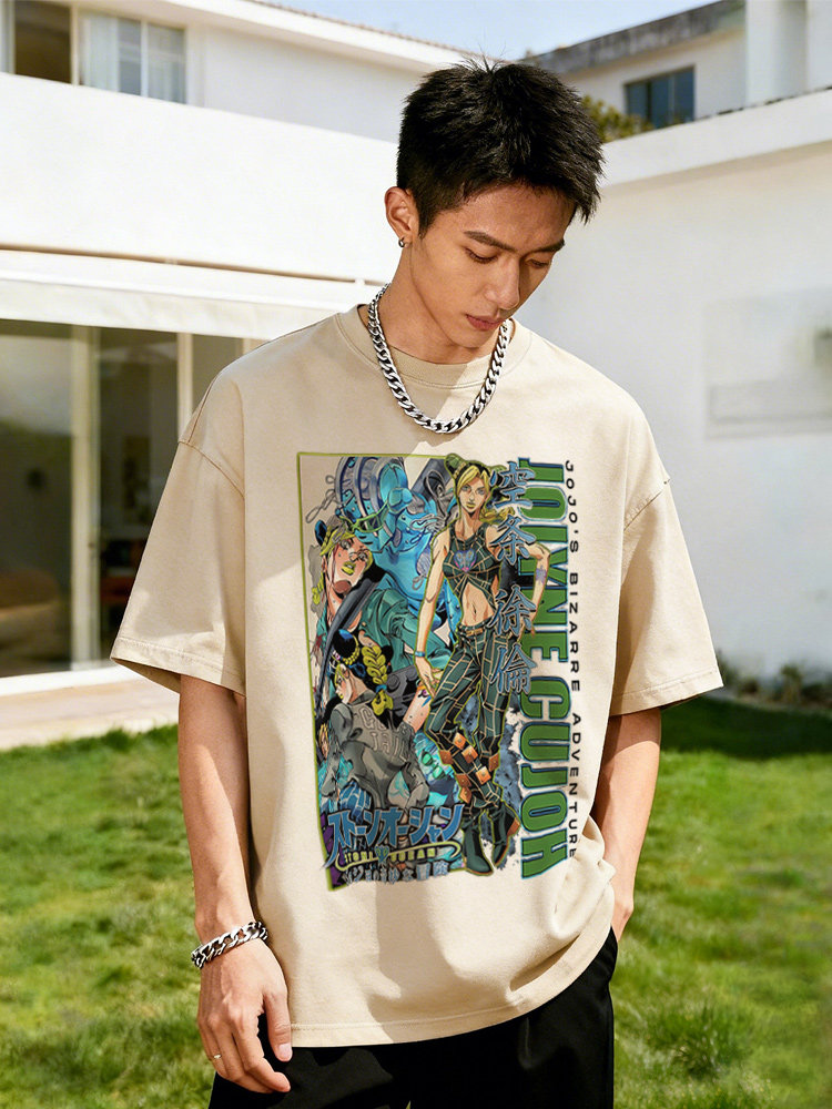 JOJO的奇妙冒險水洗做舊 2026親子情侶男女同款 印花水洗短袖