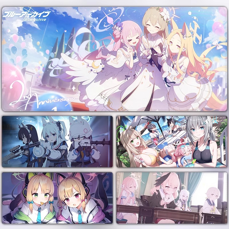 蔚藍檔案電競超大遊戲加厚防滑鼠標墊