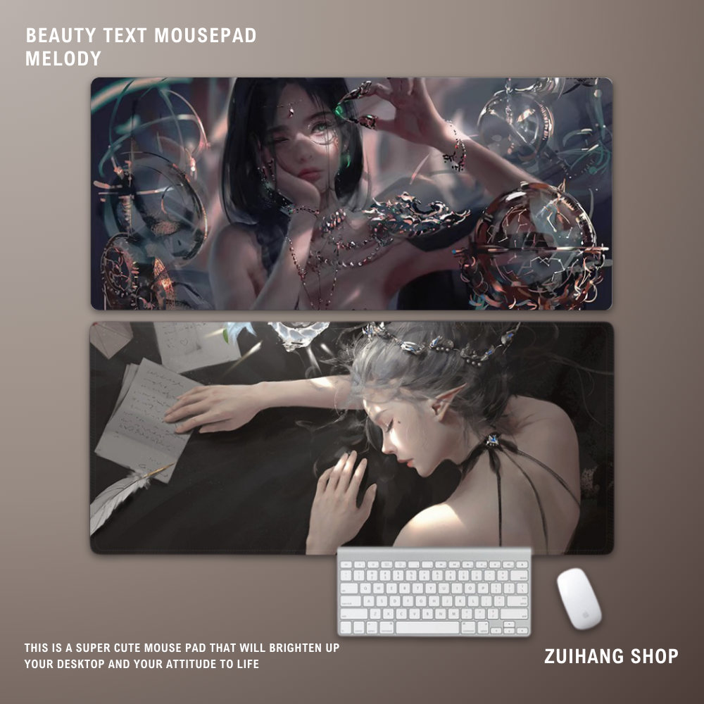 美女性感動漫電競超大遊戲加厚防滑鼠標墊