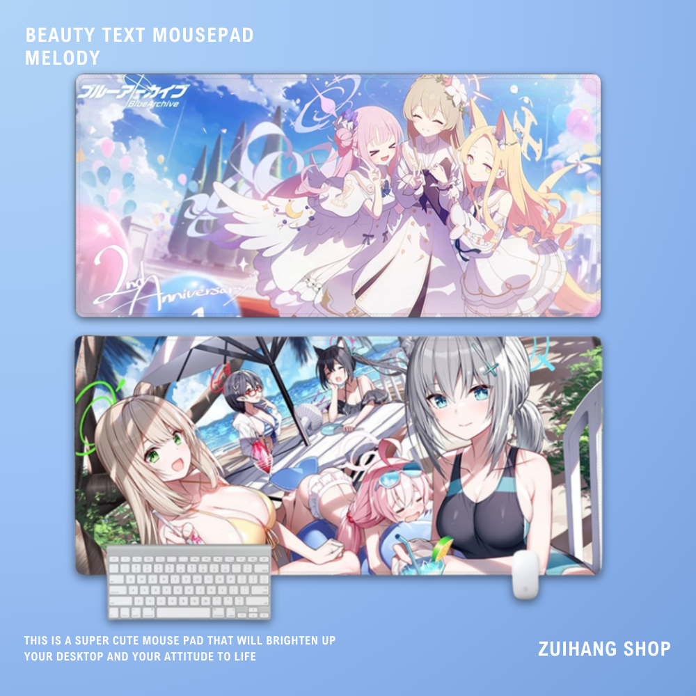 蔚藍檔案電競超大遊戲加厚防滑鼠標墊