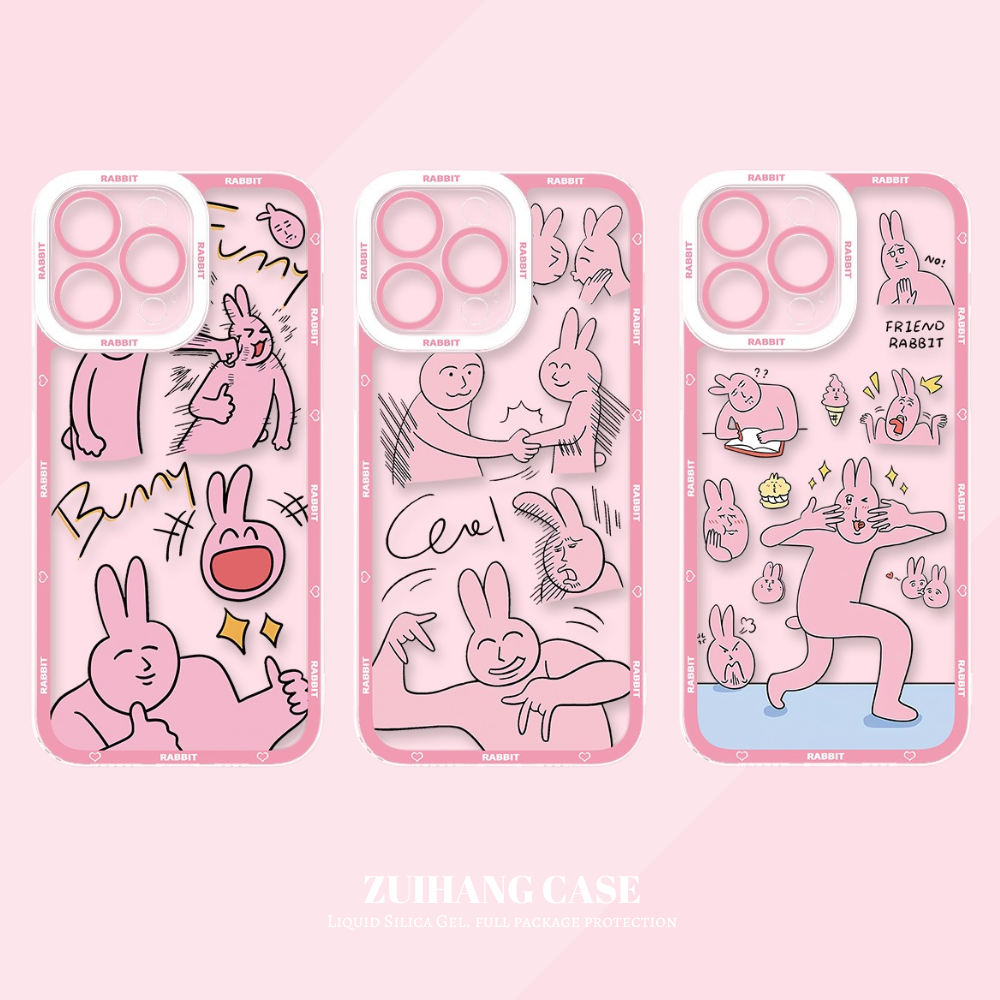 粉紅兔子天使眼透明防摔軟殼