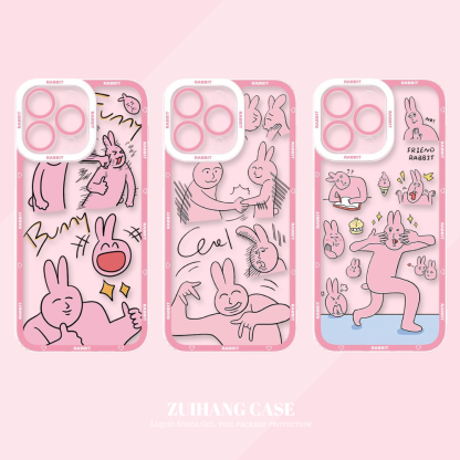 粉紅兔子天使眼透明防摔軟殼