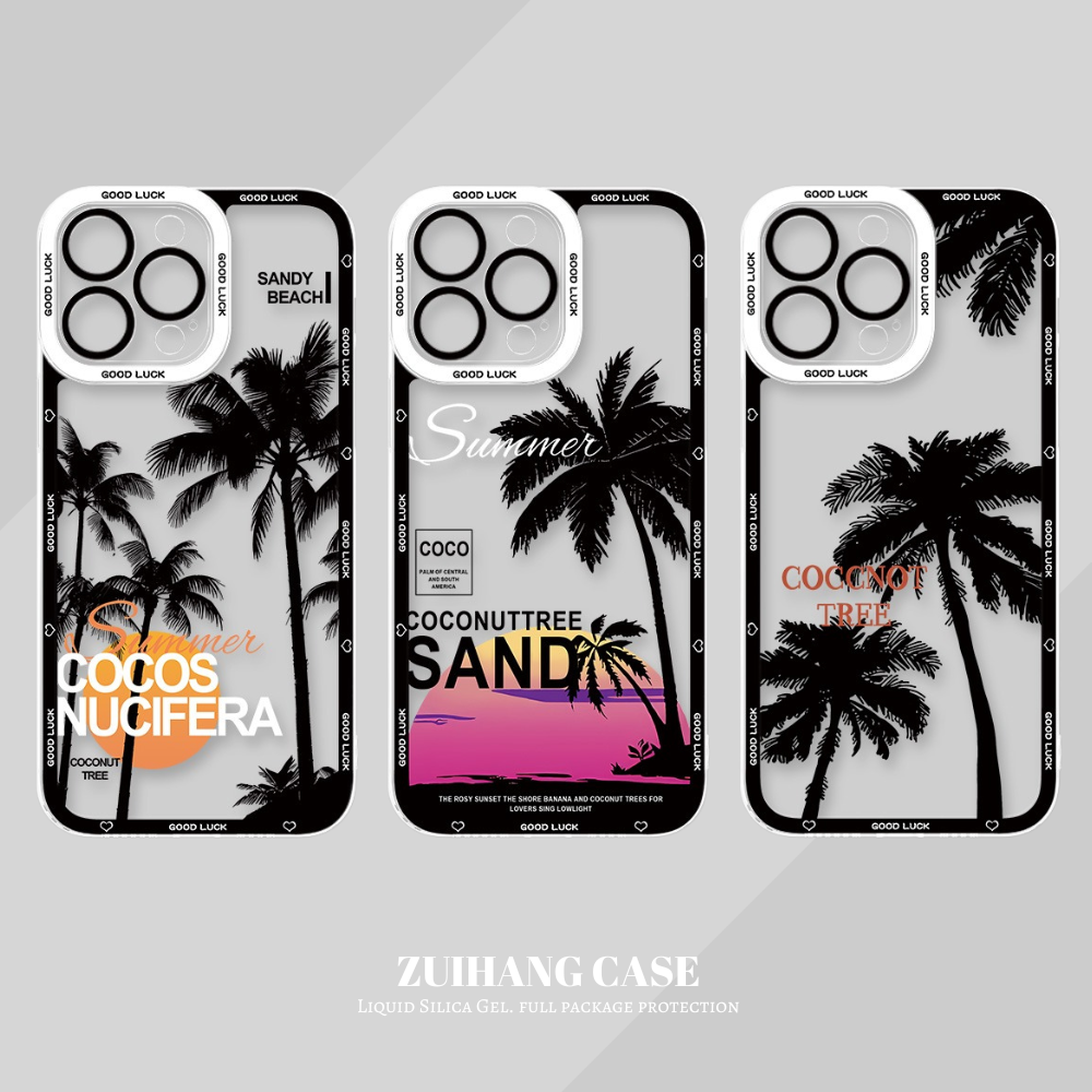 椰樹日落天使眼透明防摔軟殼