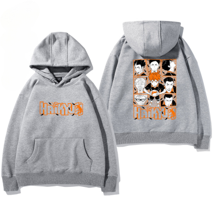 排球少年聯名衛衣2024秋冬新款親子情侶裝薄絨款連帽衛衣