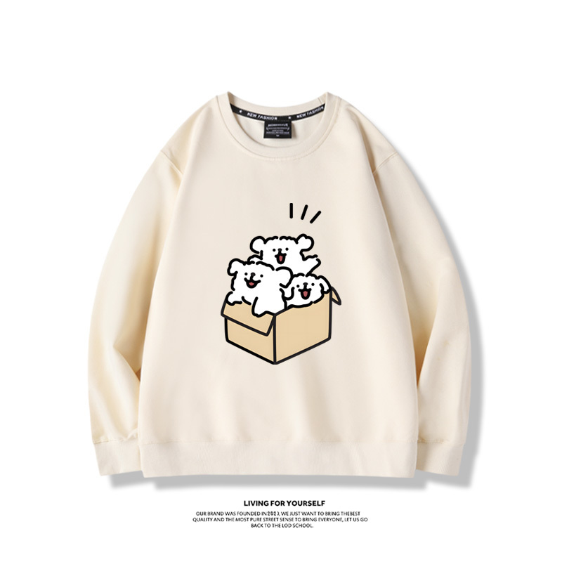 線條小狗2023親子情侶裝 圓領長袖