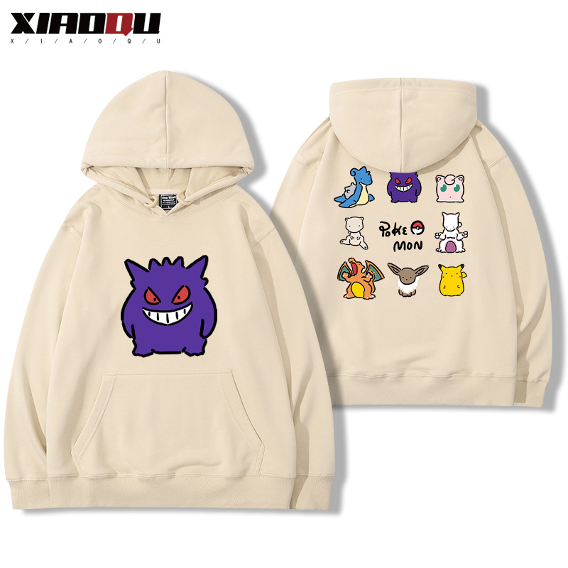寶可夢聯名衛衣2024秋冬新款親子情侶裝薄絨款連帽衛衣