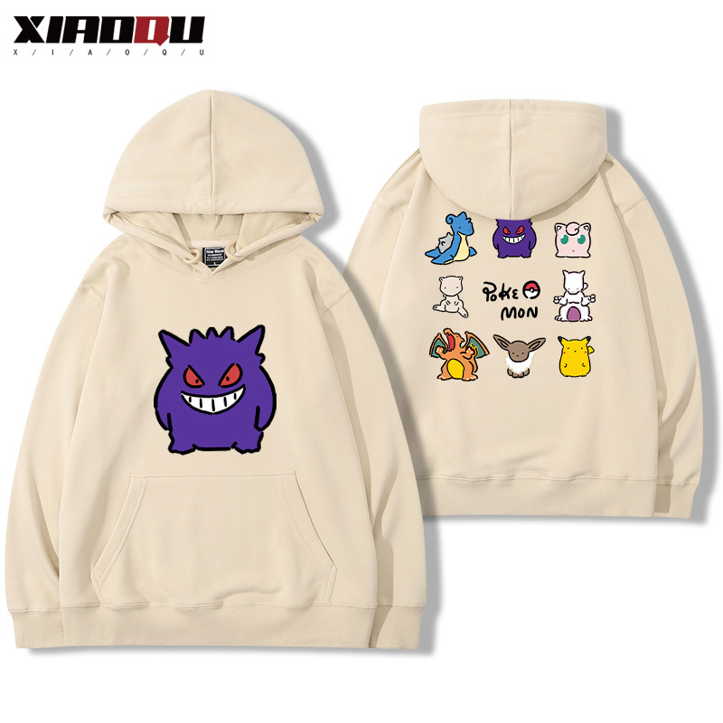 寶可夢聯名衛衣2024秋冬新款親子情侶裝薄絨款連帽衛衣