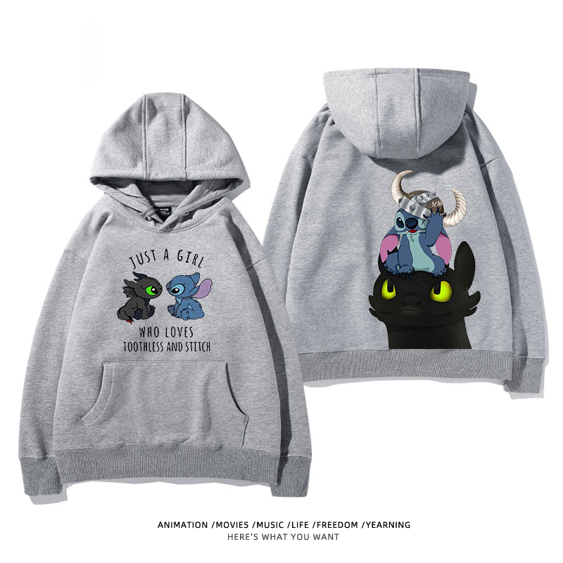 馴龍高手聯名史迪仔 2024秋冬新款親子情侶裝薄絨款連帽衛衣