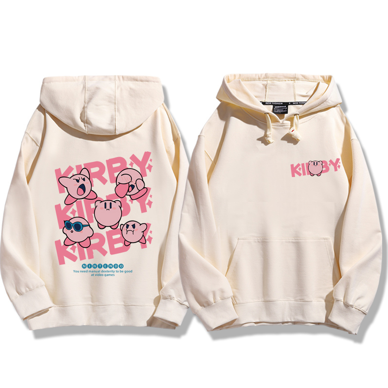 星之卡比聯名衛衣2023秋冬新款親子情侶裝薄絨款連帽衛衣